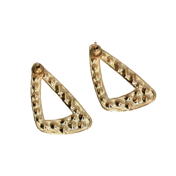DBello Accessories Pierced Earrings Gold Tone CZ Black Rhinestone Triangular - Picture 5 of 6